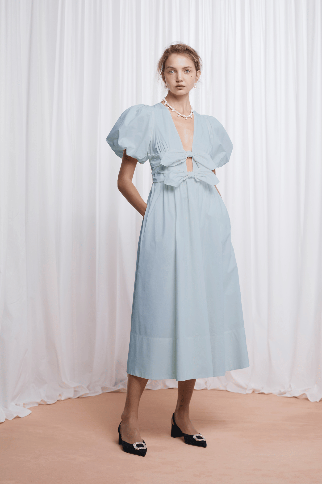devon midi dress Devon Semi-Sheer Chiffon Midi Dress