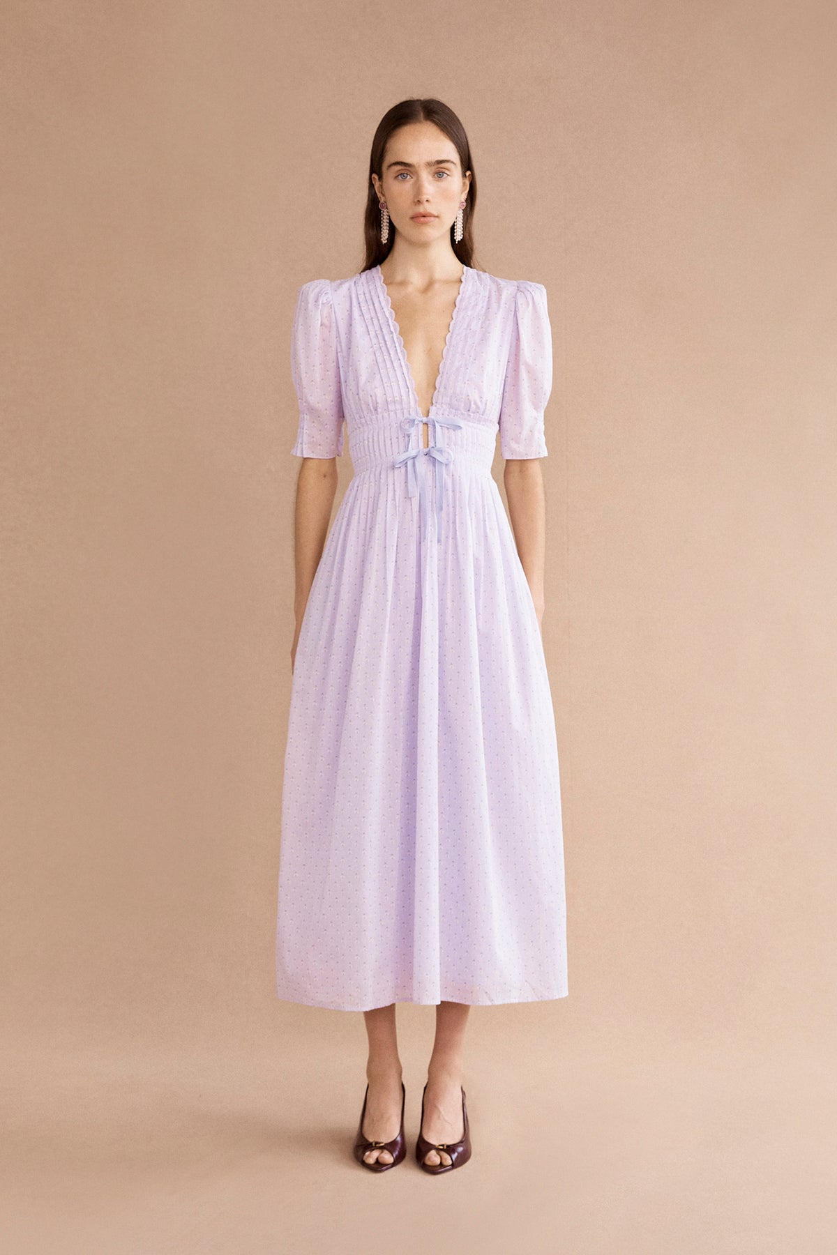 lovaan boehm short-sleeve v-neck linen-silk midi dress Boehm LOVAAN