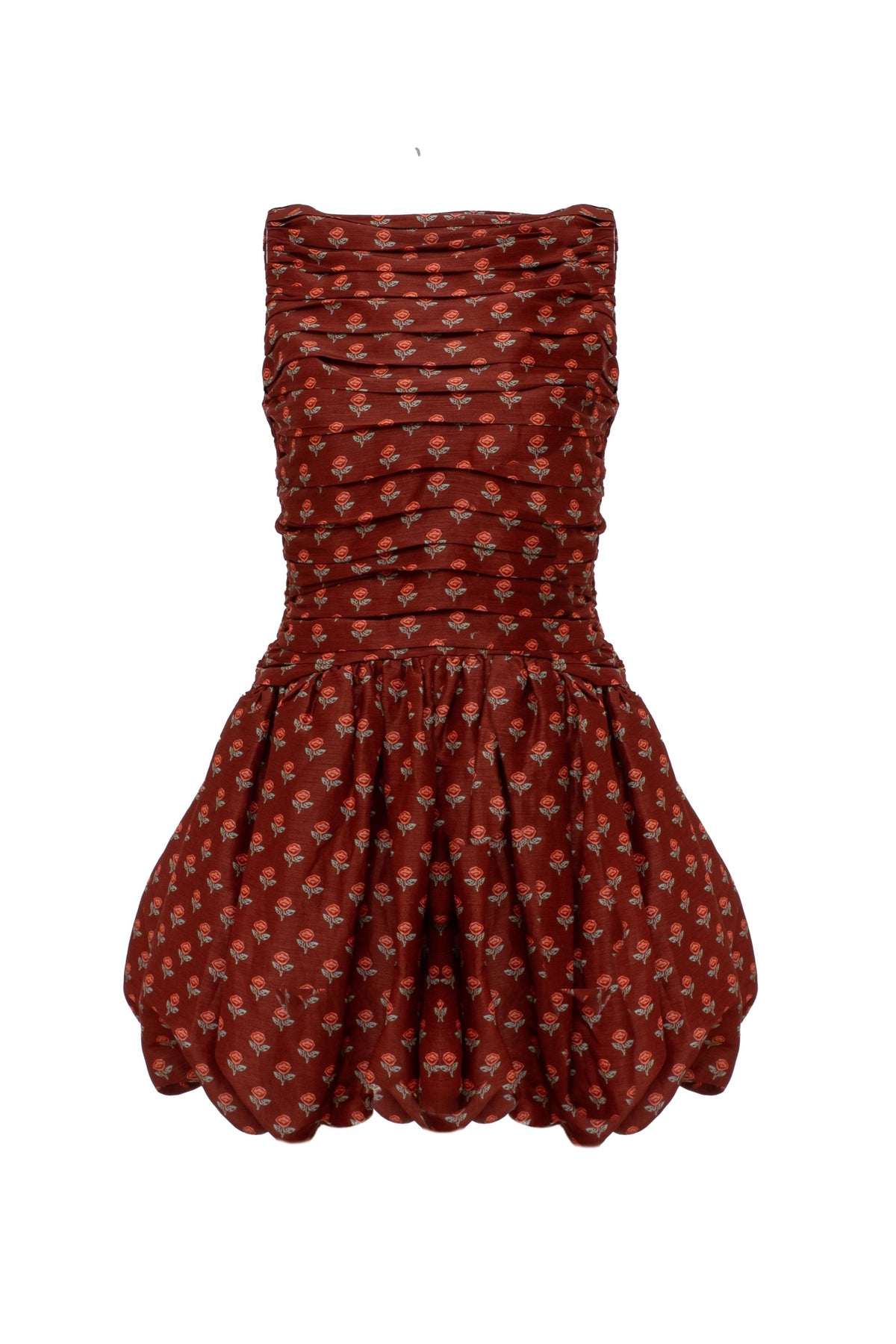 lovaan val sleeveless ruched linen silk midi dress Lovaan Val Sleeveless Ruched Linen-Silk Dress